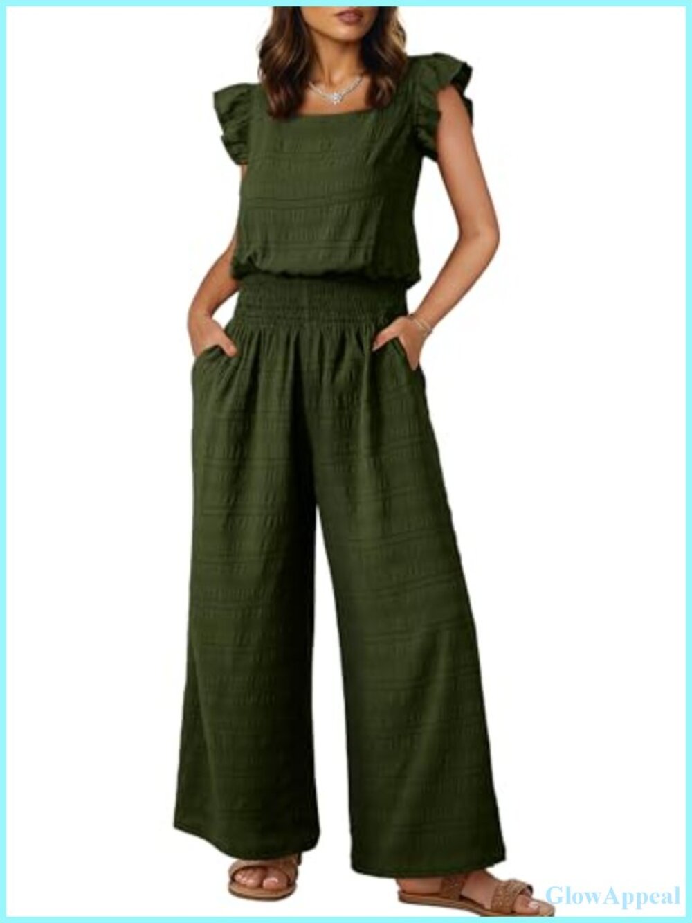 Casual Loose Fit Wide Leg Jumpsuit Romper with Pockets